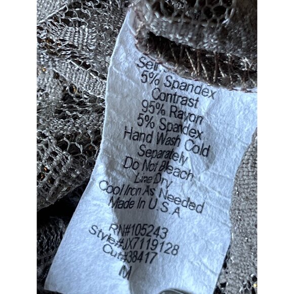 HIP Happening in the Present Top Medium Brown Gold Metallic Lace Whimsigoth Boho - Picture 6 of 9